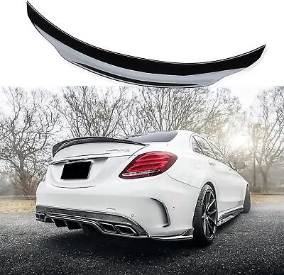 Rear Trunk Spoiler For Mercedes Benz W205 C-Class Sedan 15-21 Gloss Blk Painted • $78.55