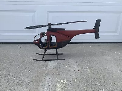 Vintage Hughes 500 Painted Wood With Metal Blades Helicopter Model With Pilot • $249.99