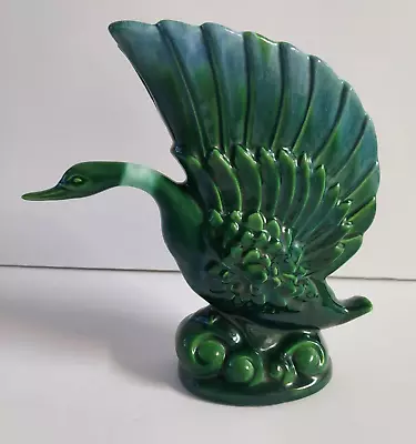 Royal Haeger Pottery Ring Neck Green Duck Goose Vase Planter USA 904 Vintage MCM • $30