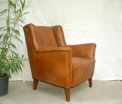 Art Deco Leather Armchair. Wing Back Club Cocktail Chair. Antique Vintage. 1920s • $1554.19