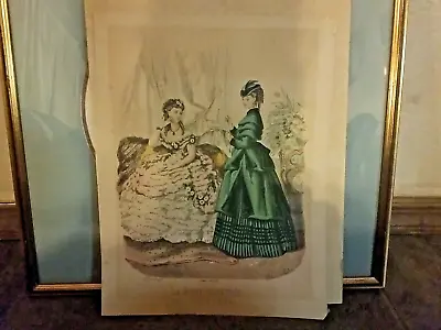 Antique Late 1800's La Mode Illustree Fashion Print Signed Paris France • $9.99