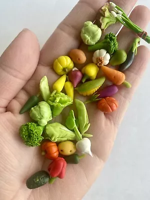 30 Pcs Set 1:12 Clay Handmade Miniature Dollhouse Mixed Vegetable Broccoli Corn • $14.99