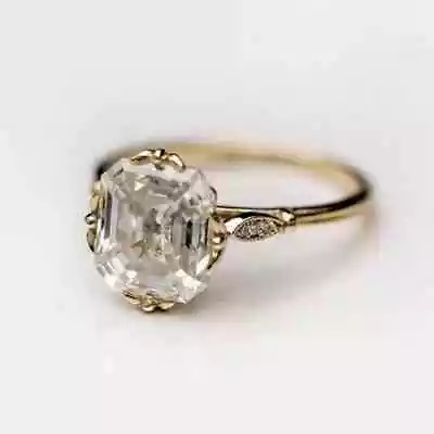3Ct Asscher Cut Lab-Created Diamond Engagement Art Deco Style Gold Finish Ring • $63.70