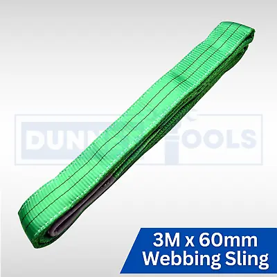 2 Tonne Tow Strap 60mm X 3 Metres Flat Cargo Crane Lifting Tools Webbing Sling • £7.99