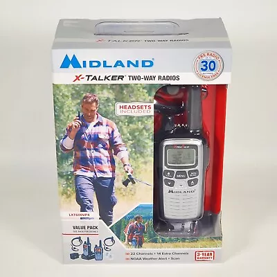 Midland LXT600VP4 Portable 2-Way Radio Value Pack Walkie Talkie Brand New Sealed • $44.90