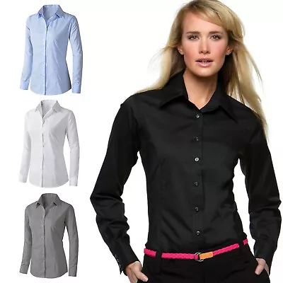 Ladies Long Sleeve  Formal Shirt Tailored Fit Wrinkle Free Fabric Size S To 5XL • £17.95