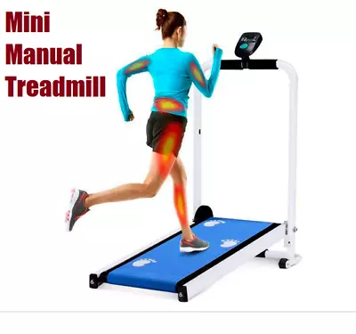 $169.95 • Buy Mini Folding Treadmill Manual Running Machine LED Display Walk Exercise Fitness