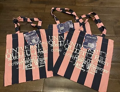 Jack Wills Girls Tote Bags X3 - Pink/Navy Blue Stripes • £4.99