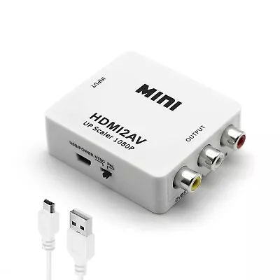 HDMI To RCA Converter 1080p HDMI To AV Converter Mini HDMI To 3RCA CVBs • $8.59