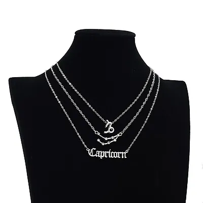 3Pcs/set Silver Plated Zodiac Sign 12 Constellation Necklace Pendant Women Chain • £1.99