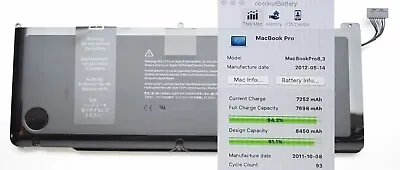 Original Battery MacBook Pro 17  A1297 2011 A1383 020-7149-A (97% / 19 Cycles) • $60