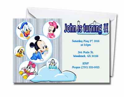 Baby Mickey Mouse Personalized Birthday Pack Of 10/Digital Invitations Envelopes • $20