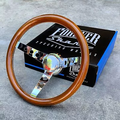 14  Deep Dish Steering Wheel Dark Wood W/ Joints Horn GM Adapter Included • $177.64