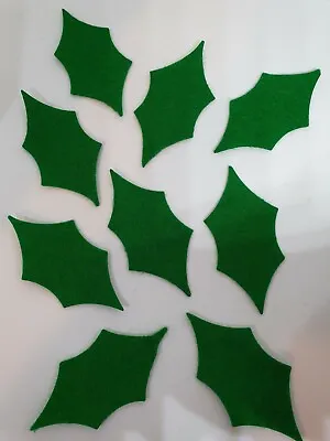 £1.99 • Buy 9 X GREEN FELT HOLLY LEAVES DIE CUT SHAPES APPLIQUE BUNTING SEWING 