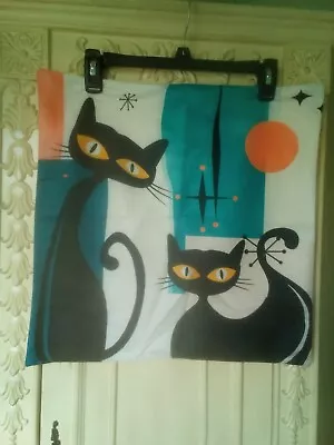 Mid Century Modern Black Cat Atomic StarBurst Art Pillow Case Decorative Square • $8.50