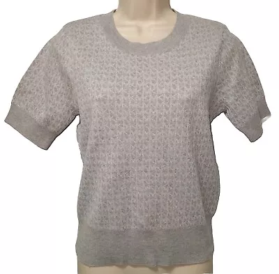 Michael Kors Metallic Pearl Heather Gray MK Logo Sweater Sz S NWT! MSRP $110 • $29.95