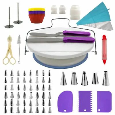 £15.99 • Buy Cake Rotating Kit Cake Decorating Equipment Turntable Set Icing Nozzles Tool DIY