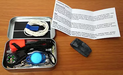 Altoids-Type Tin Mini Survival Kit Camping Hiking Backpacking Knife Fire Whistle • $19.94