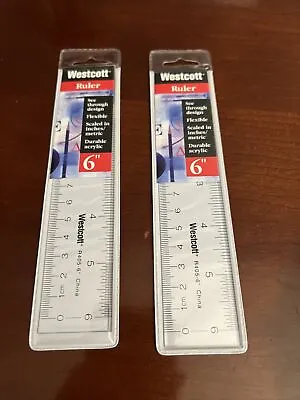 Lot Of 2 - WESTCOTT Acrylic Ruler Wescott R4051-6 Ruler 6-Inch Clear • $2.99
