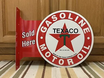 Texaco Motor Oil Gas Sold Here Vintage Style Flange Garage Man Cave Metal Signs • $40