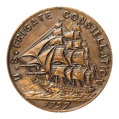 1797 U.S. NAVY FRIGATE CONSTELLATION Coin Token MADE From ACTUAL PARTS Of SHIP ! • $1.75