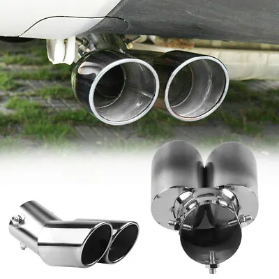Universal Sport Dual Exhaust Pipes Muffler Trim Pipe Tail Tip Stainles Steel EOA • $19.99