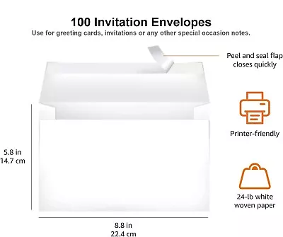 A9 Blank Invitation Envelopes With Peel And Seal Closure 5-3/4 X 8-3/4  100-CT • $12.99