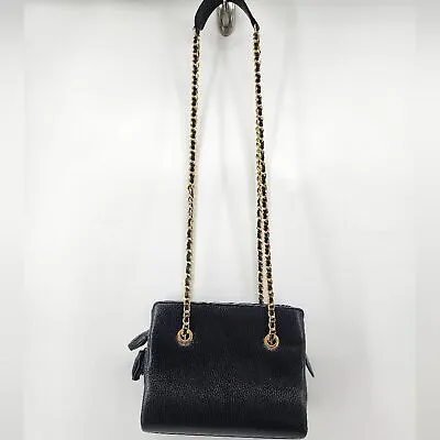 Ashneil Black Leather Multi Pocket Long Gold Chain Purse • $65