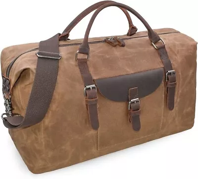 £46.99 • Buy Mens Travel Holdall Duffle Bag Leather Weekend Overnight Bag Waterproof Large