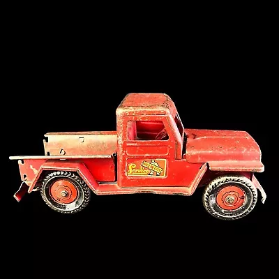 1950’s Rare Red Marx Willys Jeep Towing Service Truck Metal Toy • $250