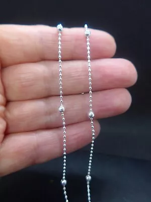 Silver Ball Bead Chain 1mm Dainty Necklace With 3mm Satellite Beads Stamped 925 • £3.95