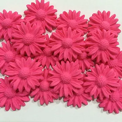 Edible Sugar Flowers 3D Hot Pink Daisies Cake Cup Cake Decorating Toppers X 20 • $16