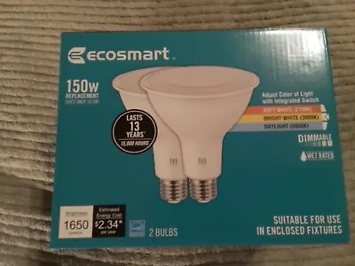 EcoSmart 2-Pack 150W Repl. 19.5w PAR38 Dimmable CEC LED Color Selectable Bulbs • $18.50