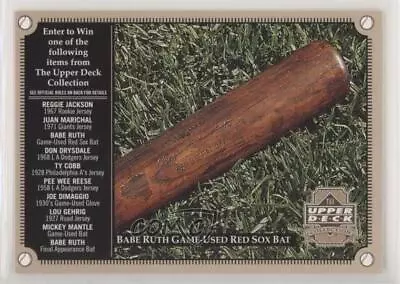 2000 Upper Deck The Collection Sweepstakes Entry Babe Ruth Game-Used Bat HOF • $1