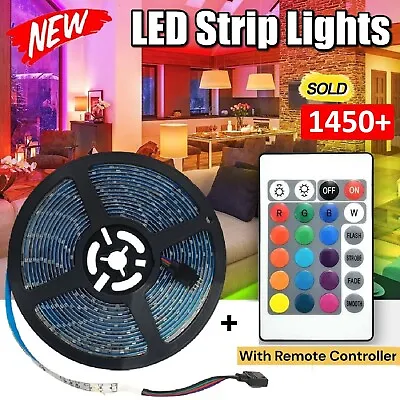 5M/10M 3528 5050 SMD RGB LED Strips Light 12V 44key Remote Control Dimmable NEW • $18.49