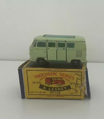 Matchbox Lesney  No 34 Volkswagen Camper Caravette  With Original Box • £39