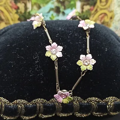 Michal Negrin Bracelet Delicate Flowers With Swarovski Crystals Signed Gift New • $39.20