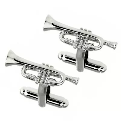 TRUMPET CUFFLINKS Musical Instrument NEW W GIFT BAG Jazz Orchestra Marching Band • $11.95