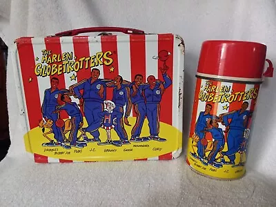 Vintage 1971 The Harlem Globetrotters Metal Lunchbox & Thermos • $99