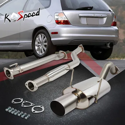 4  SS Oval Muffler Tip Catback Exhaust System For 02-05 Honda Civic Si EP3 K20A • $142.98