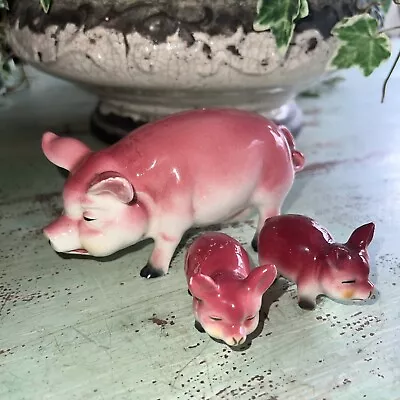 Lot Of 3 Vintage Pink & White Miniature Pigs Japan Bone China • $12.99