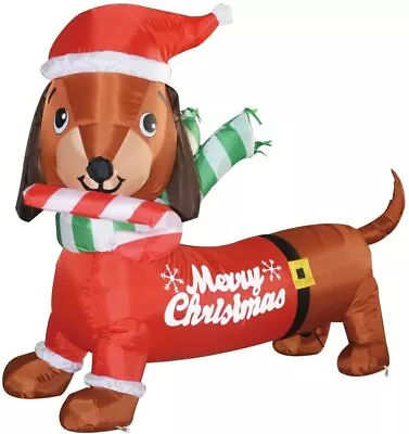 5 Feet Long Inflatable Dachshund Wearing Santa Suit Blow Up Yard Decoration  • $99