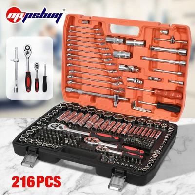 $124.59 • Buy 216pcs Socket Set 1/2  1/4  Metric Drive Ratchet Screwdriver Bits Tool Wrench