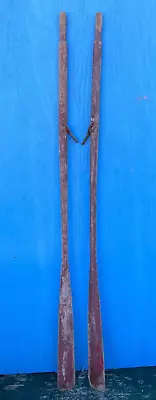 Vintage 2 Old Set Paddles Wooden Oars 85  Long GREAT Color Finish + Locks • $179.97