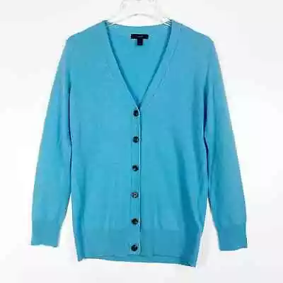 J. Crew Boyfriend Cardigan Sweater XS Blue Wool Cashmere Button Front V-neck • $39.95