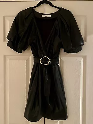 Women’s Amanda Uprichard Black Faux Leather Mini Dress Size S • $35