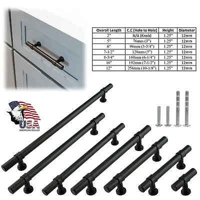 Black Modern Kitchen Cabinet Handles Drawer Bathroom Pulls Knobs Stainless Steel • $340.08