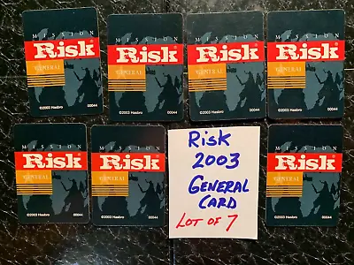 Risk 2003 GENERAL CARDS Lot Of 7 GAME REPLACEMENT PIECES Hasbro • $2.99