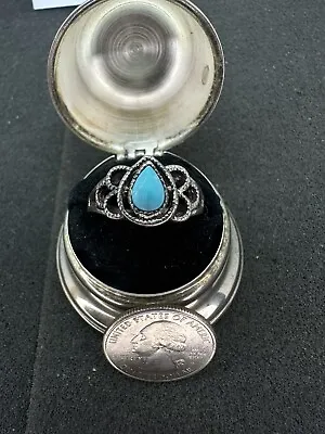 Sterling Silver Vintage Turquoise Ring Size 8 • $35