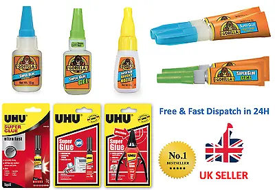 GORILLA / LOCTITE / UHU Super Glue Universal Strength Flexible Adhesive Power • £3.99